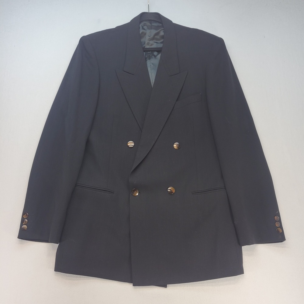 Yves Saint Laurent Blazer Mens 42 Black Wool Vintage Higbees Double Breasted